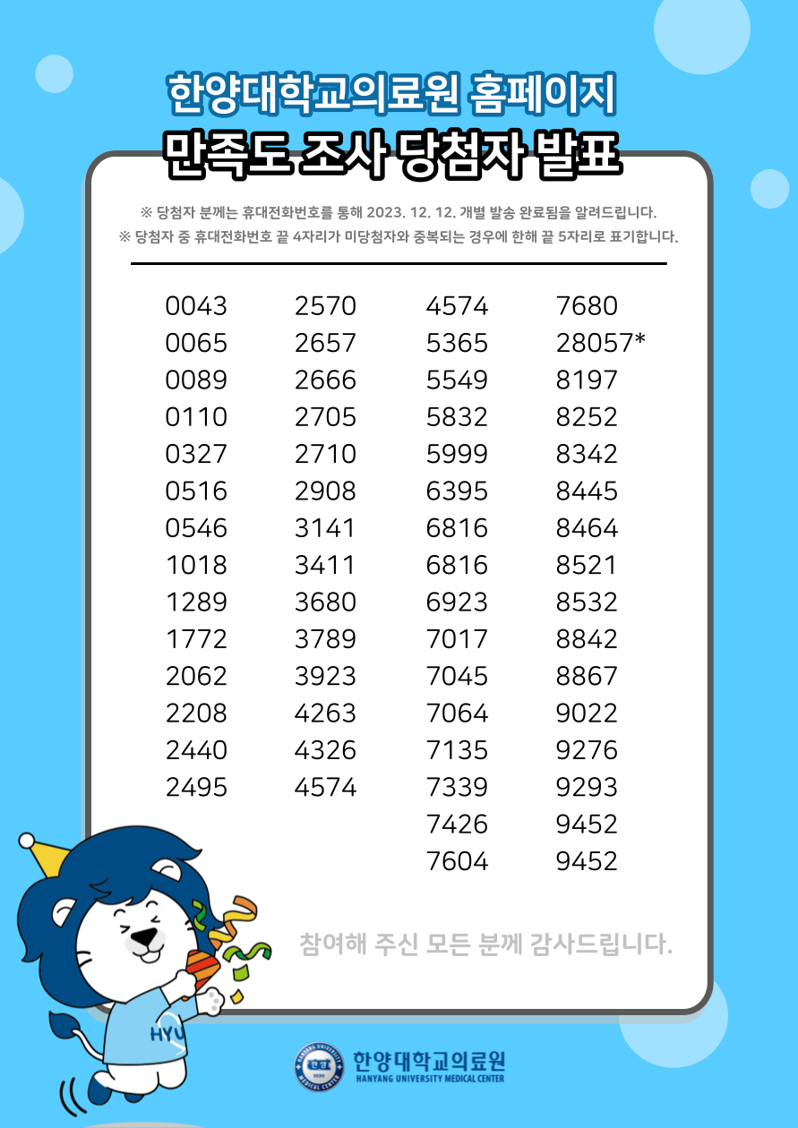 2023년도 홈페이지 만족도 조사 기프티콘 당첨자 발표